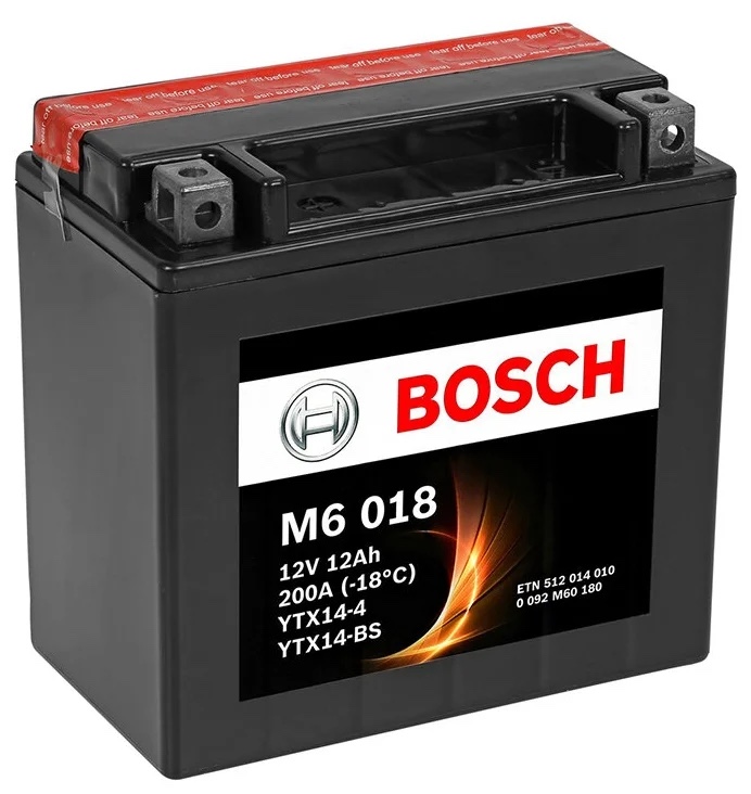 Аккумулятор Bosch 0092M60180 AGM M6 12V 12AH 200A, Bosch